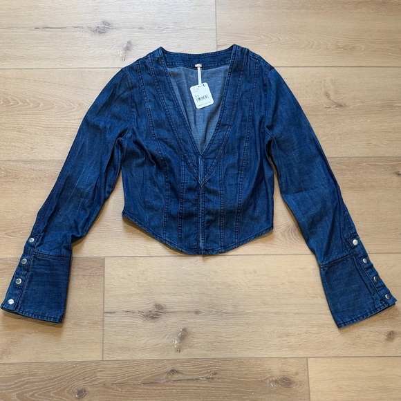 Free People Tops - Free People Denim V-Neck Top